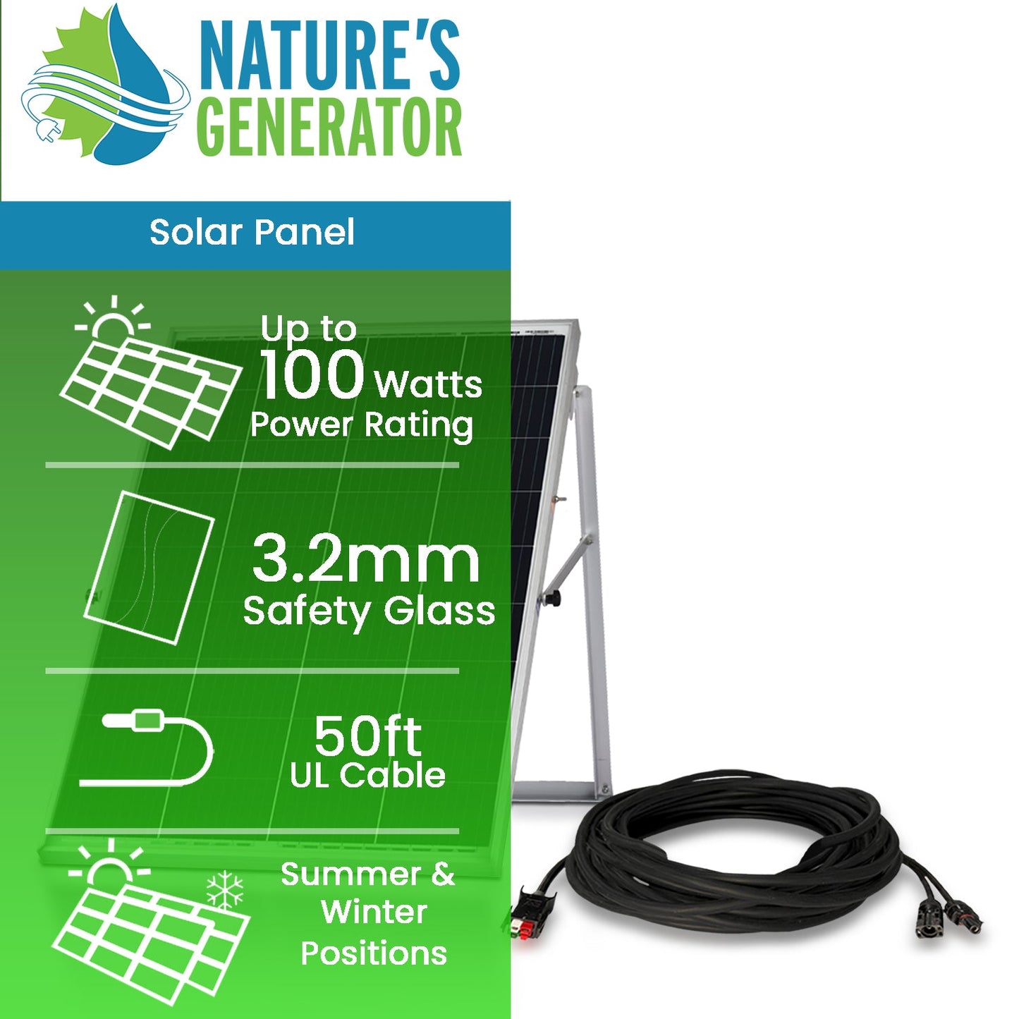 Nature's Generator Power Panel with 50 Foot Cable - East Bay Industries
