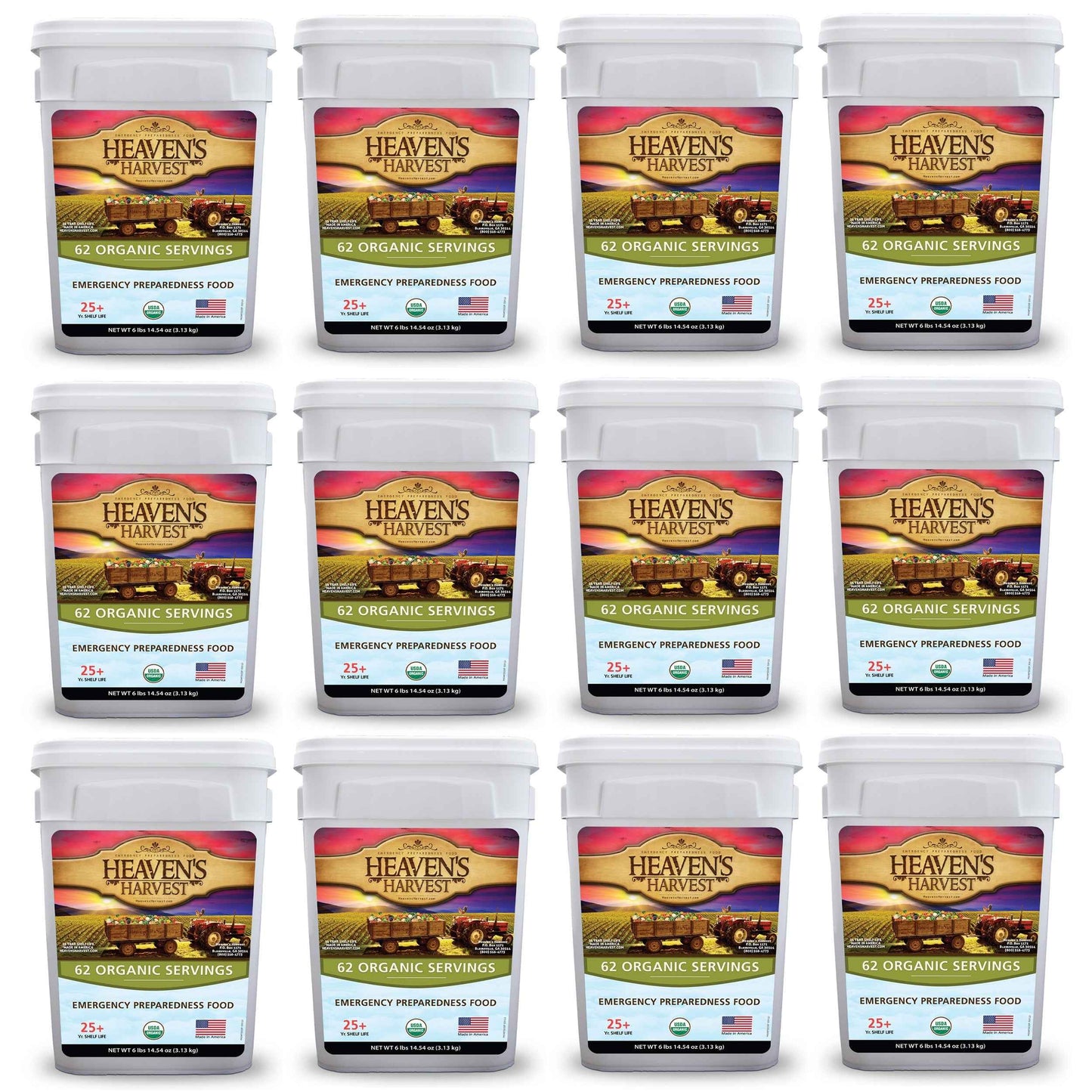 Organic Meal Bucket - 12 Pack - Emergency Food Survival Kit