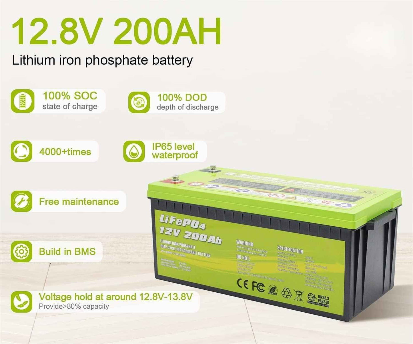 12V 200Ah LiFePO4 Deep Cycle Lithium Battery