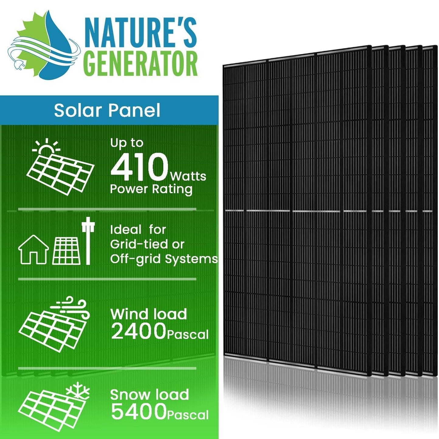410 Watt Monocrystalline Solar Panel (10 Pack) - East Bay Industries