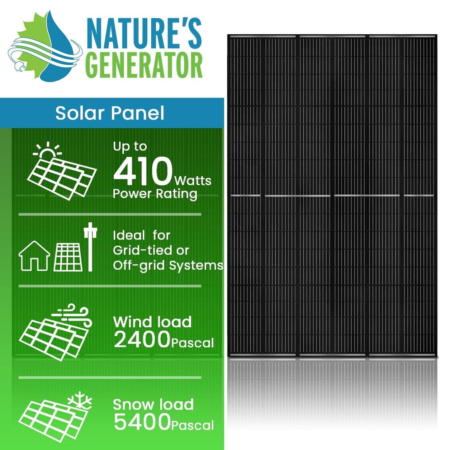 410 Watt Monocrystalline Solar Panel (2 Pack) - East Bay Industries