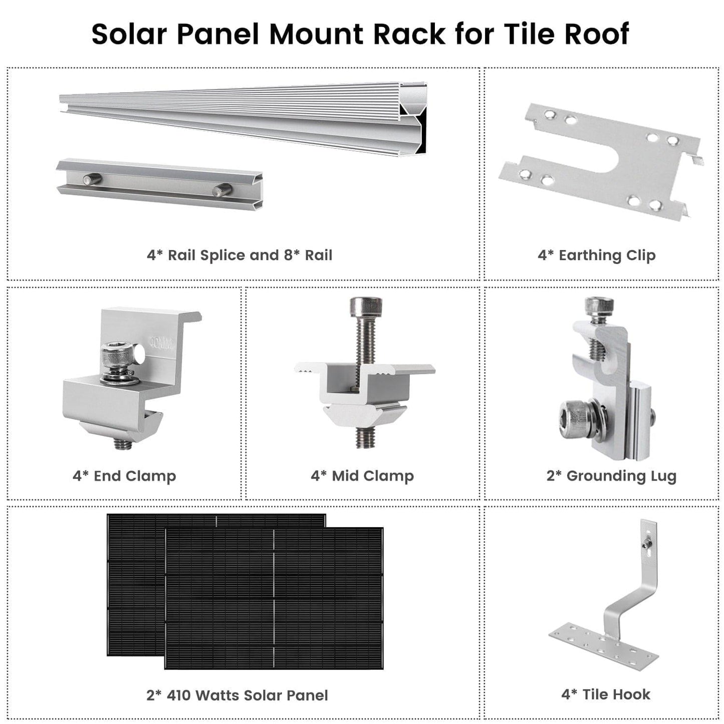 410 Watt Monocrystalline Solar Panel (2 Pack) With Solar Panel Mount Rack - East Bay Industries