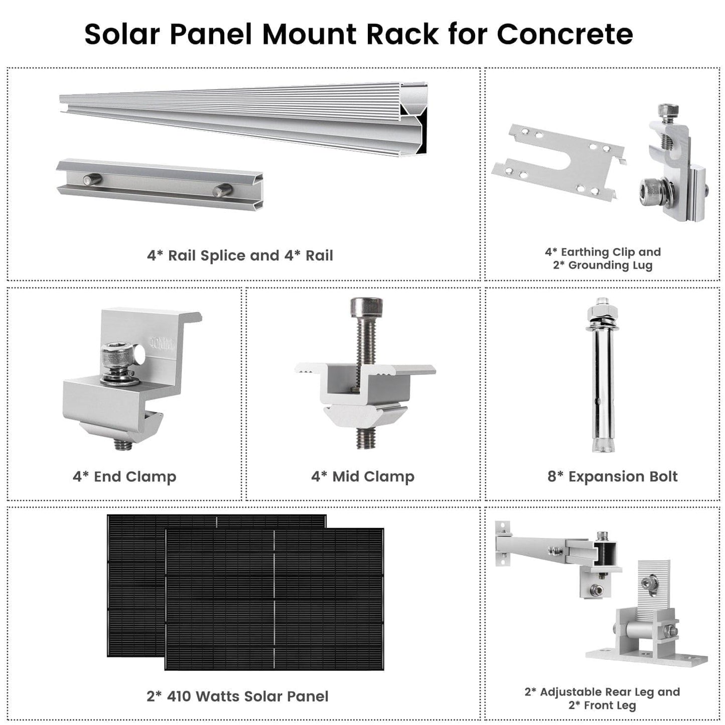 410 Watt Monocrystalline Solar Panel (2 Pack) With Solar Panel Mount Rack - East Bay Industries