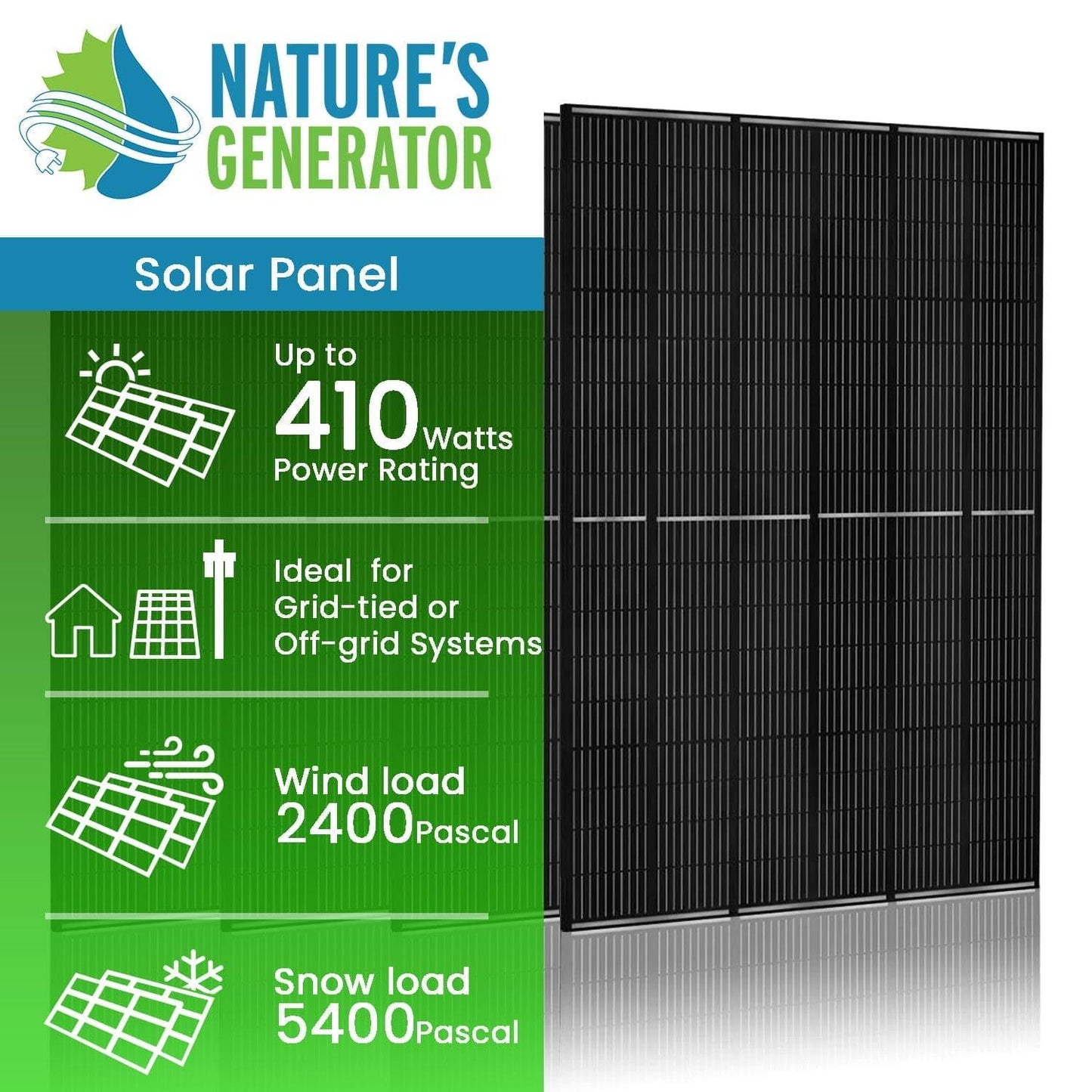 410 Watt Monocrystalline Solar Panel (4 Pack) - East Bay Industries