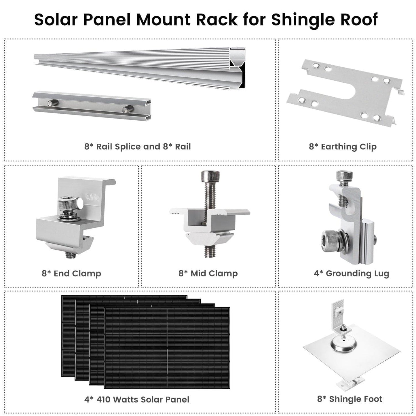410 Watt Monocrystalline Solar Panel (4 Pack) With Solar Panel Mount Rack - East Bay Industries
