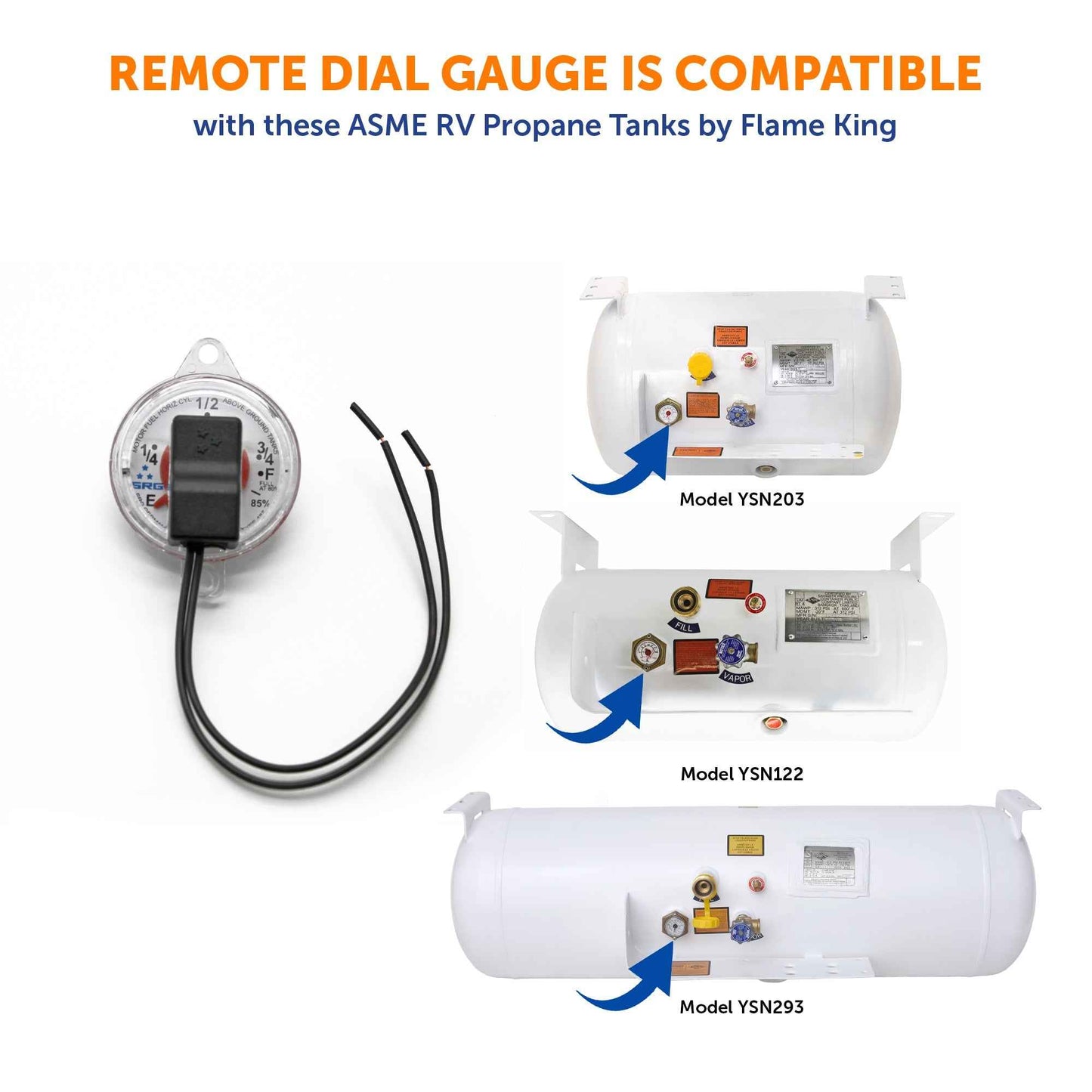 Flame King 0-90 Ohm Twin-Site Remote Dial Gauge for RV ASME Propane Tanks