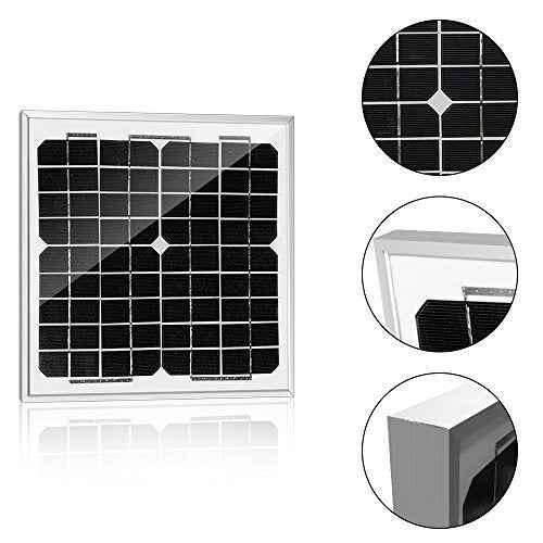 ACOPower 10W 12V Solar Charger Kit, 5A Charge Controller with Alligator Clips