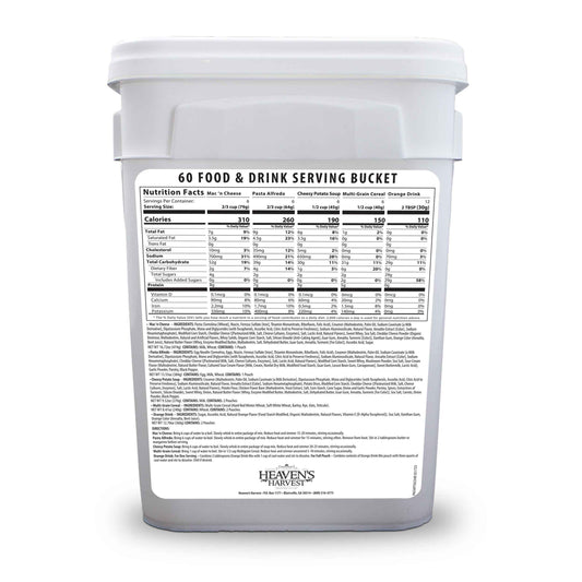 1 Week Kit -Starter Food & Drink Bucket - 1 Person 1 Week - 60 Servings - Emergency Survival Food Kit - East Bay Industries