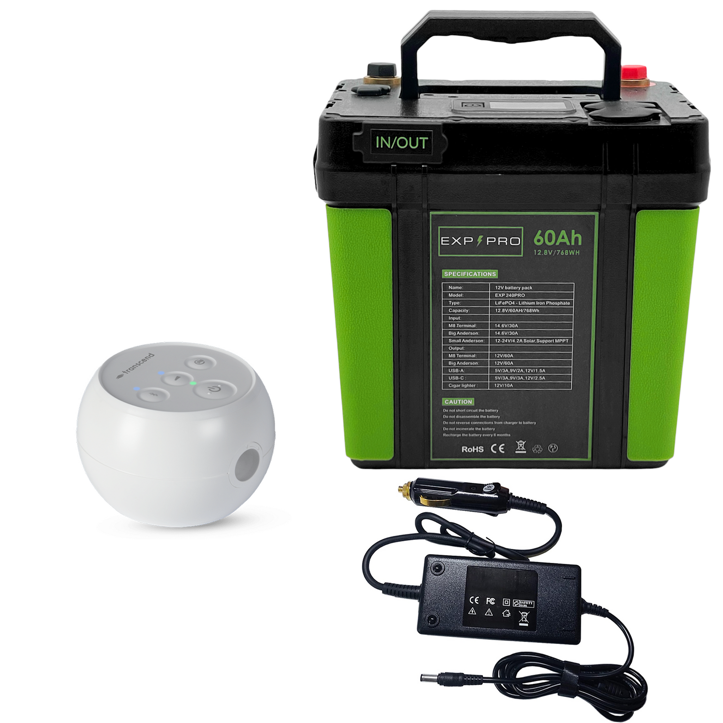 EXP240PRO CPAP Battery with DC Cord | Portable, Solar Rechargeable LiFePO4 Battery
