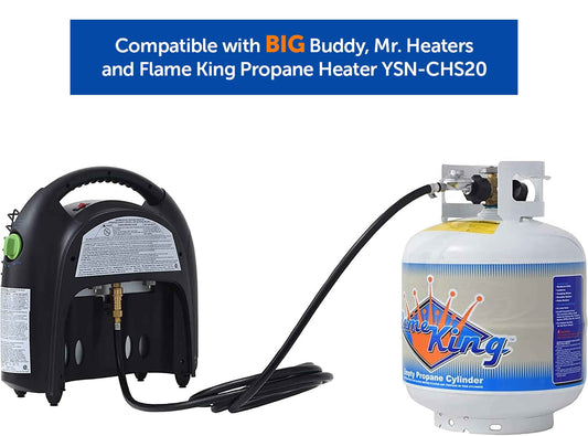 Flame King FK-HTR-QC12FT Propane Gas 3/8" Quick Connect Hose Adapter for Buddy Mr Heaters