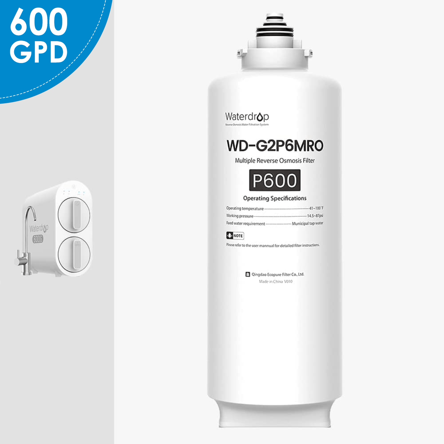 WD-G2P6MRO Filter for Waterdrop G2P600 Reverse Osmosis System - East Bay Industries