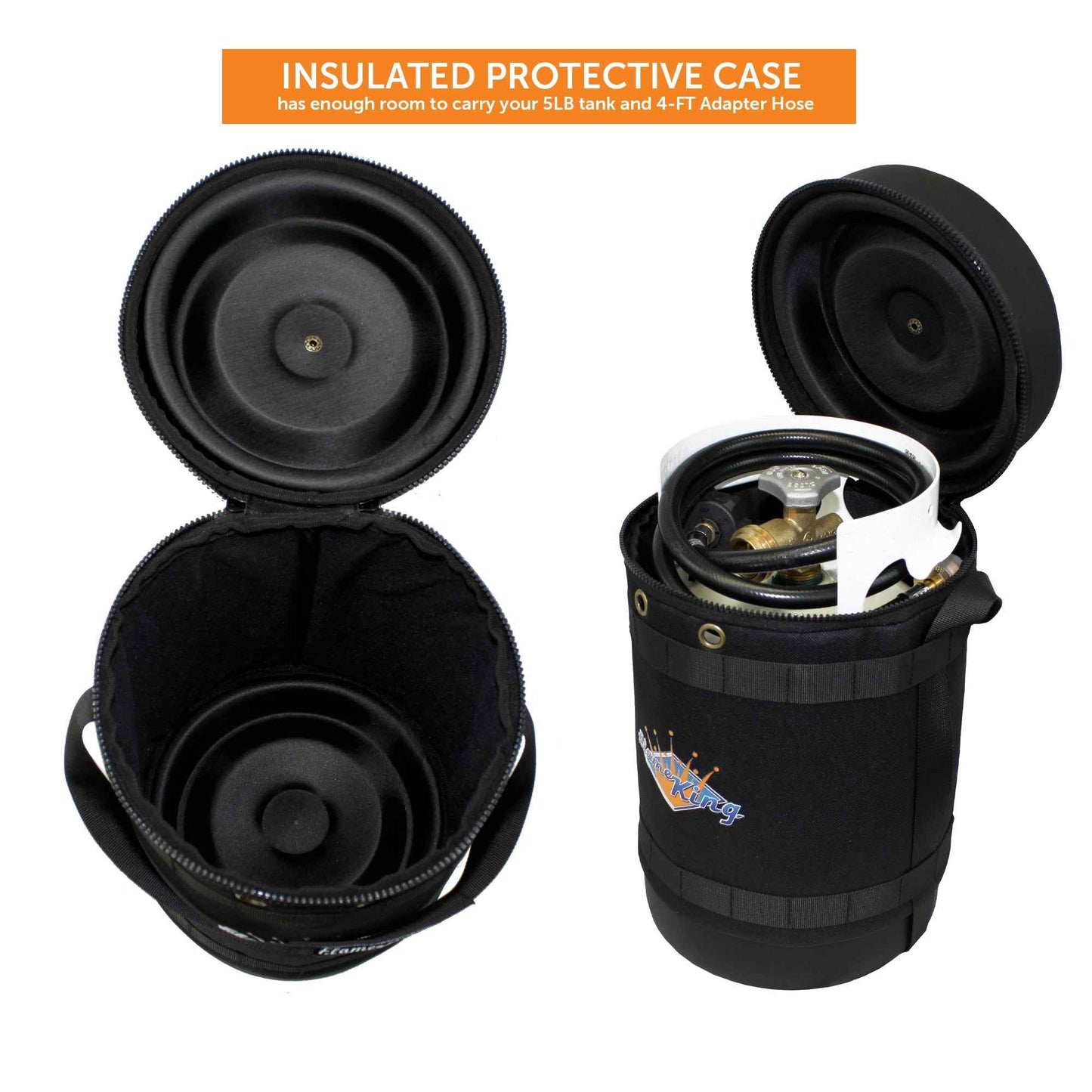 Flame King Propane Gas Hauler Kit 5lb Propane Tank, Adapter Hose and Insulated Protective Carry Case