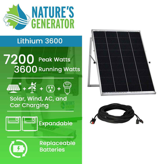Nature's Generator Lithium 3600 Solar Generator and Transfer Switch