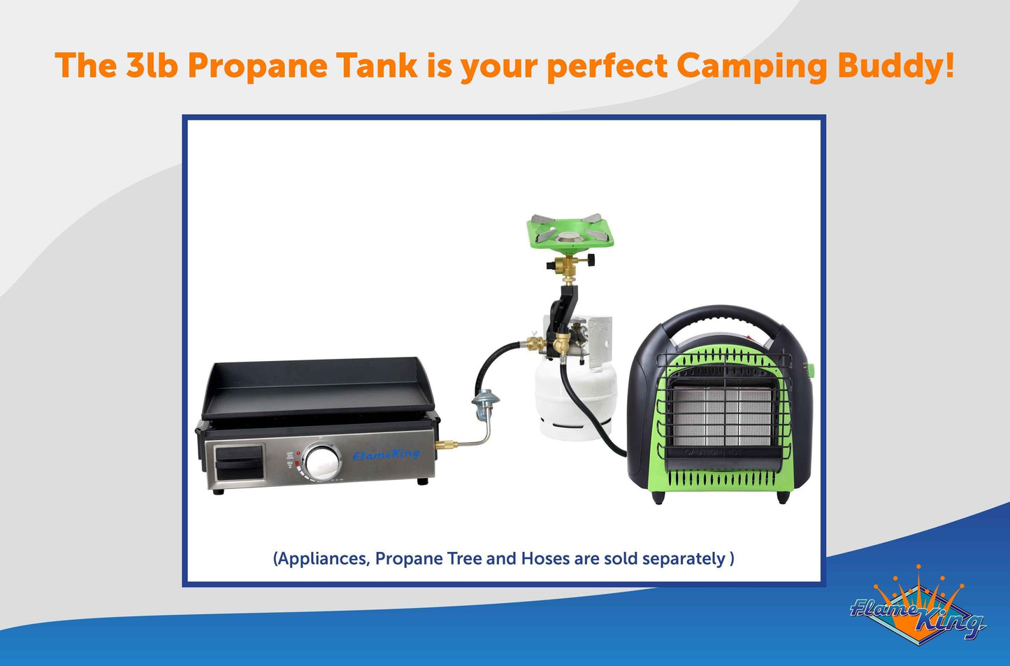 Flame King 3lb Propane Tank LP Cylinder with Gauge and OPD