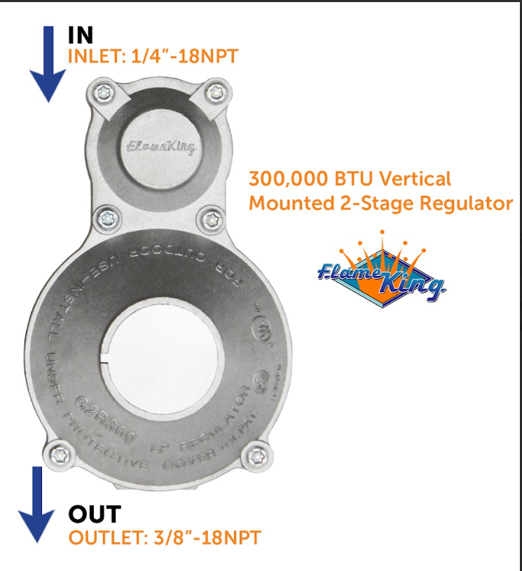 Flame King 300,000 BTU 2-Stage Propane Regulator for RVs