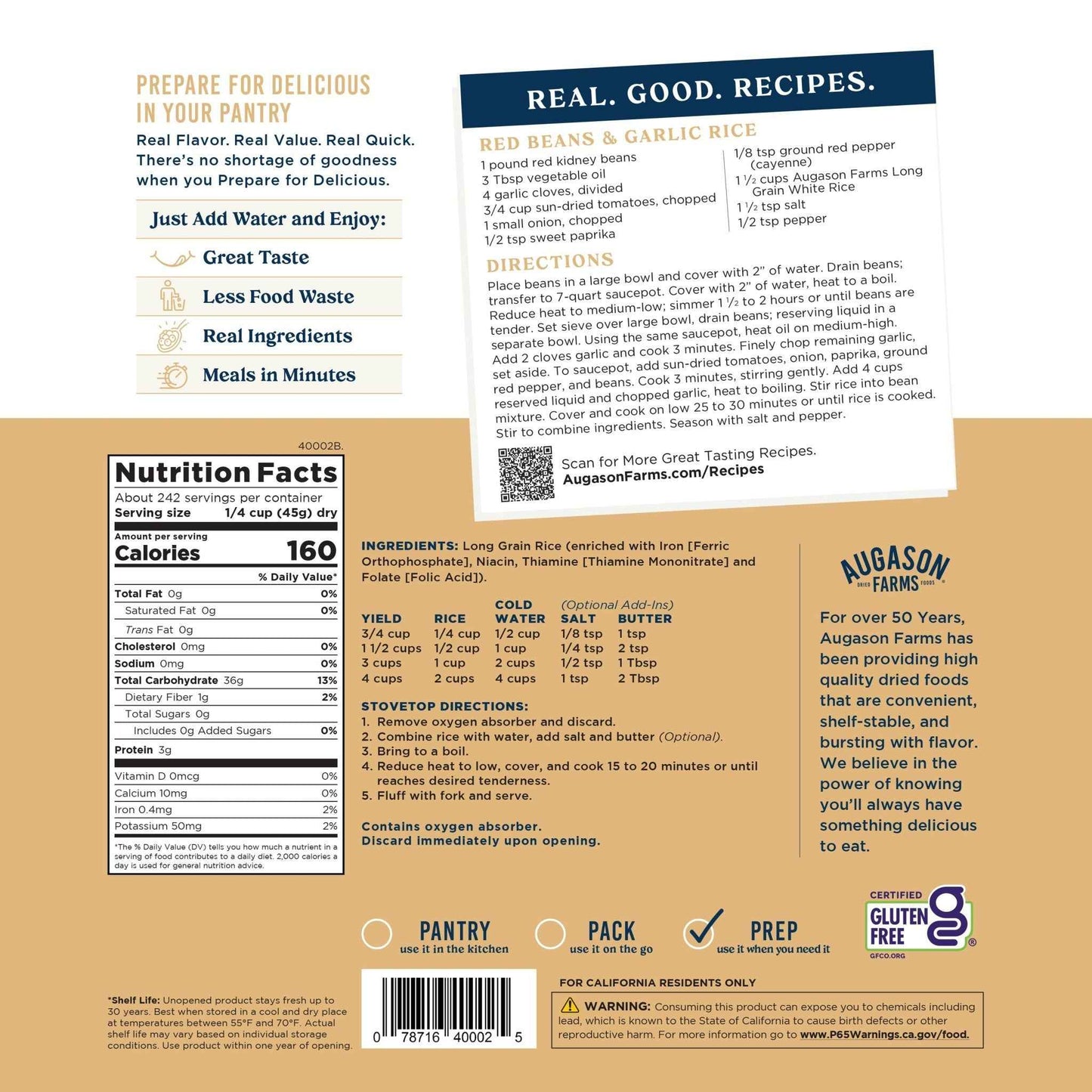 Long Grain White Rice, 242 Servings