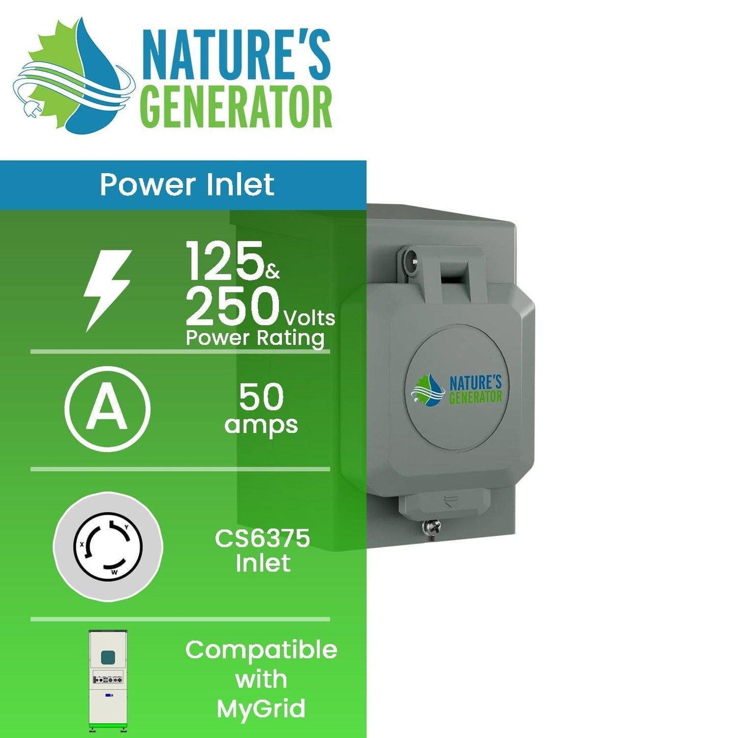 Nature's Generator 50A Power Inlet Box - East Bay Industries
