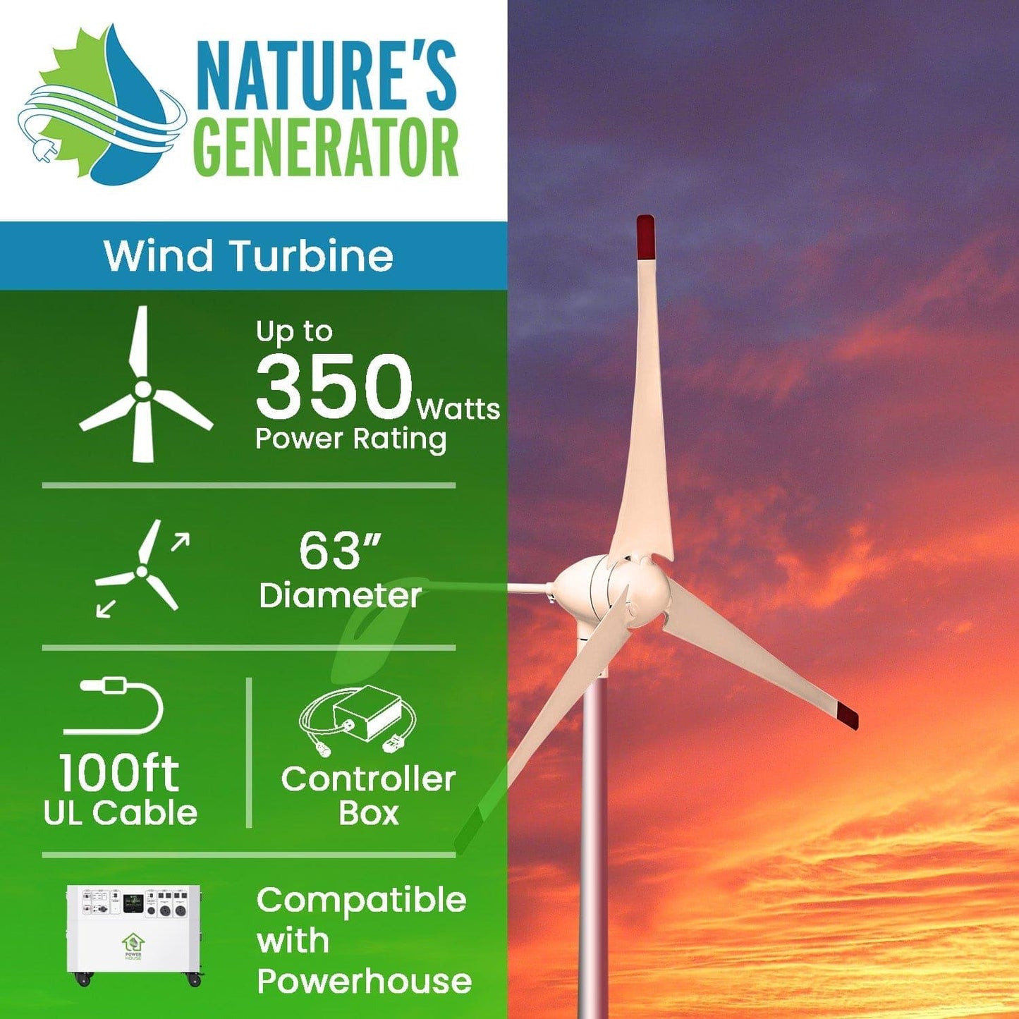 Nature's Generator Powerhouse Wind Turbine - East Bay Industries