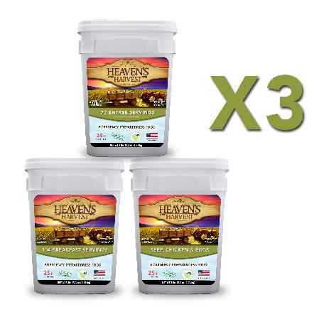 Combo Kit - Breakfast, Entree + Protein - 3 Months - 308 Servings - Emergency Survival Food Kit