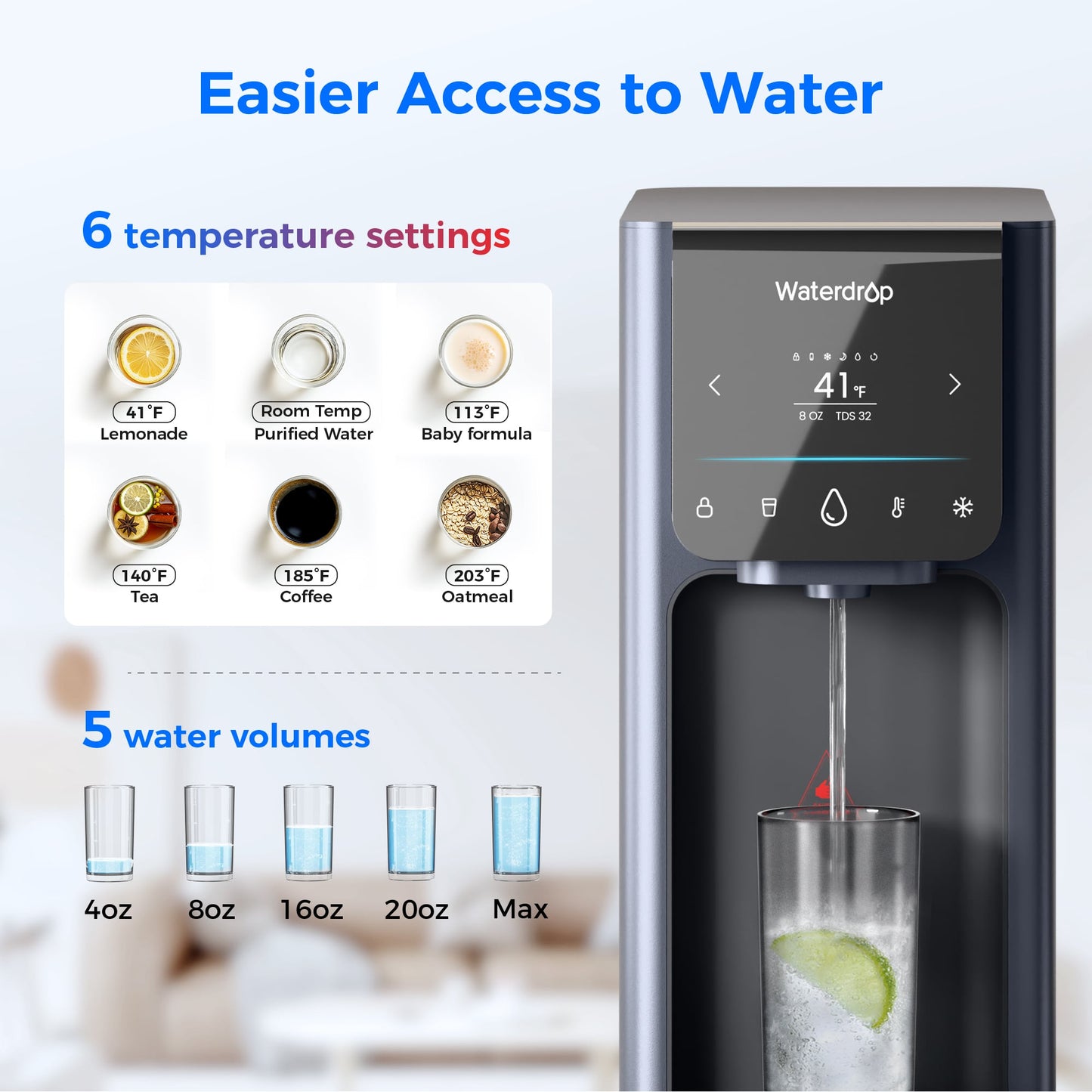 Waterdrop Reverse Osmosis Hot Cold Water Dispenser, A1