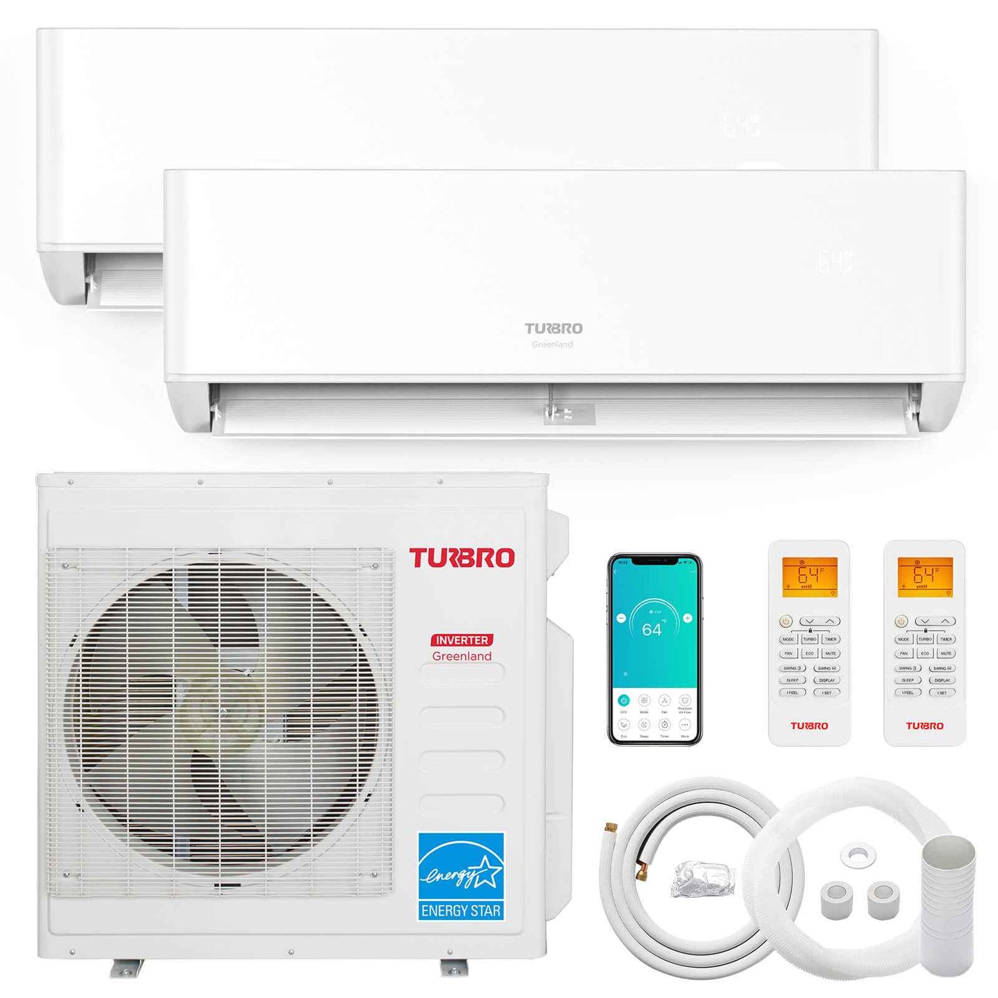 Greenland 36,000 BTU Dual Zone(2) Mini Split AC with Heat Pump (R454B)