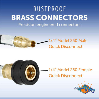 Flame King RV, Van, Trailer, Dual Quick Connect Hose, LP Gas Only, 48 inch, 1/4 inch