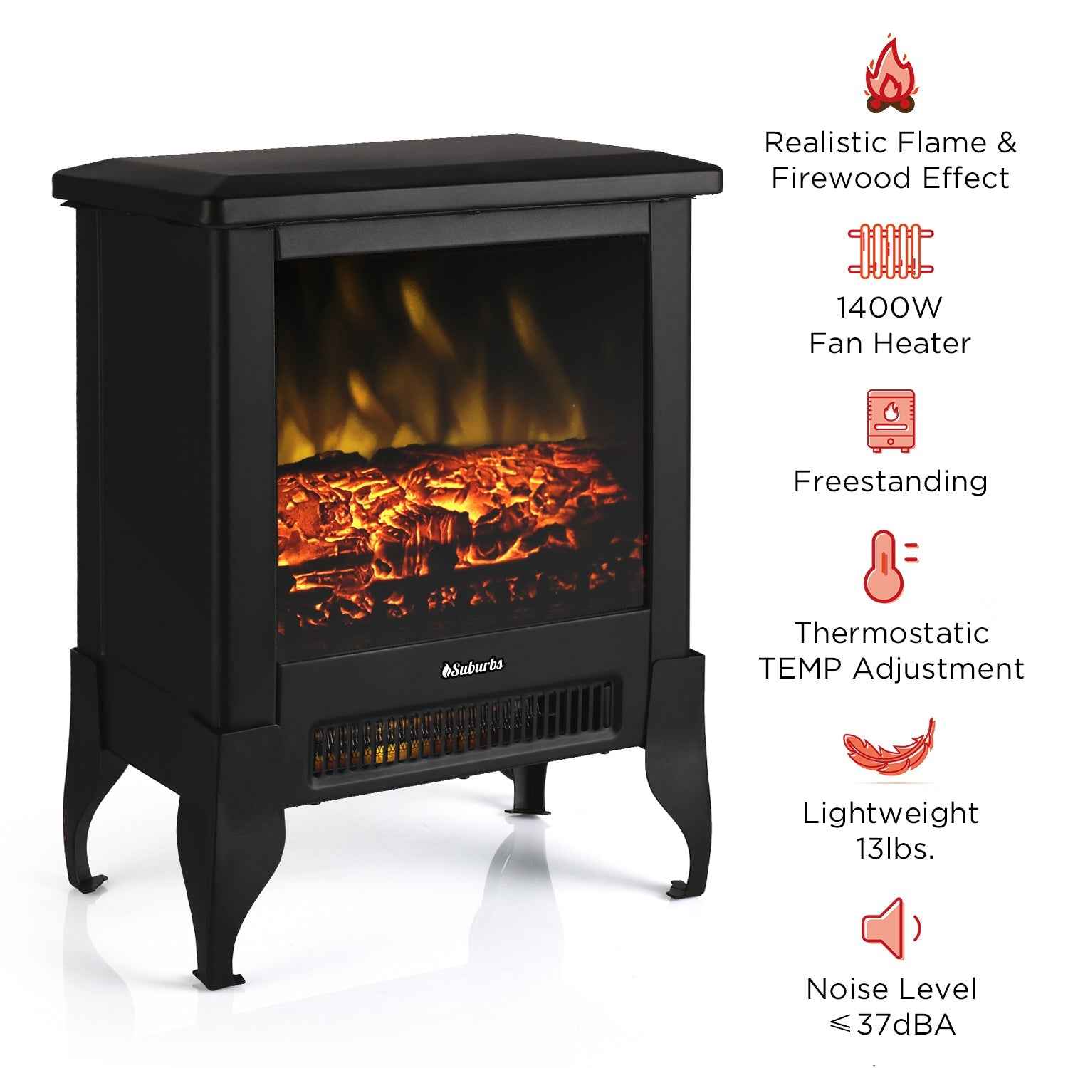 Suburbs TS17 Electric Fireplace Stove Heater