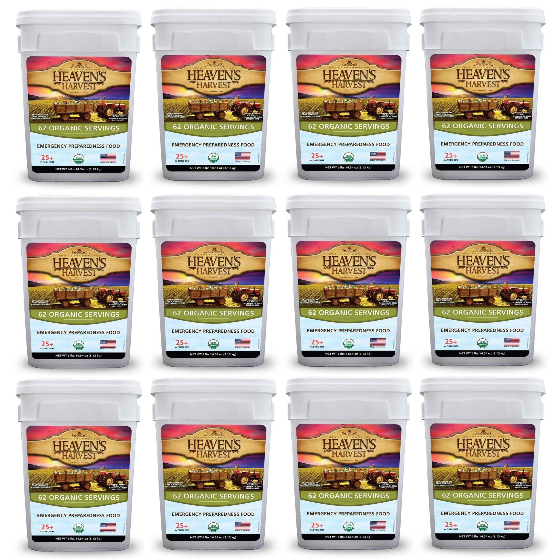 Organic Meal Bucket - 12 Pack -  Emergency Food Survival Kit