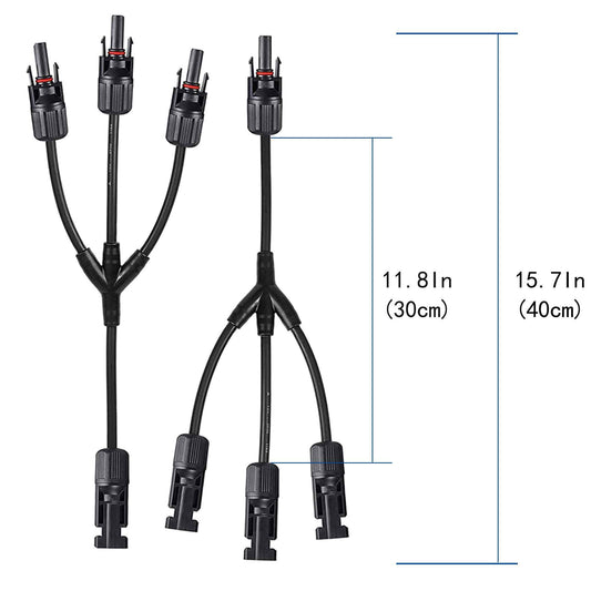 Solar Connectors M Branch Parallel Adapter Cable MMMF+FFFM Pair