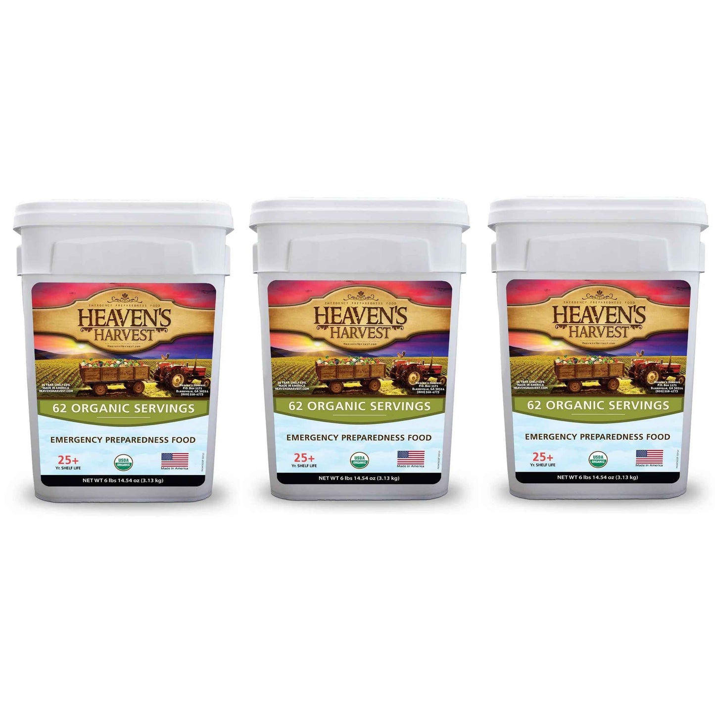 Organic Meal Bucket - 3 Pack -  Emergency Food Survival Kit - East Bay Industries