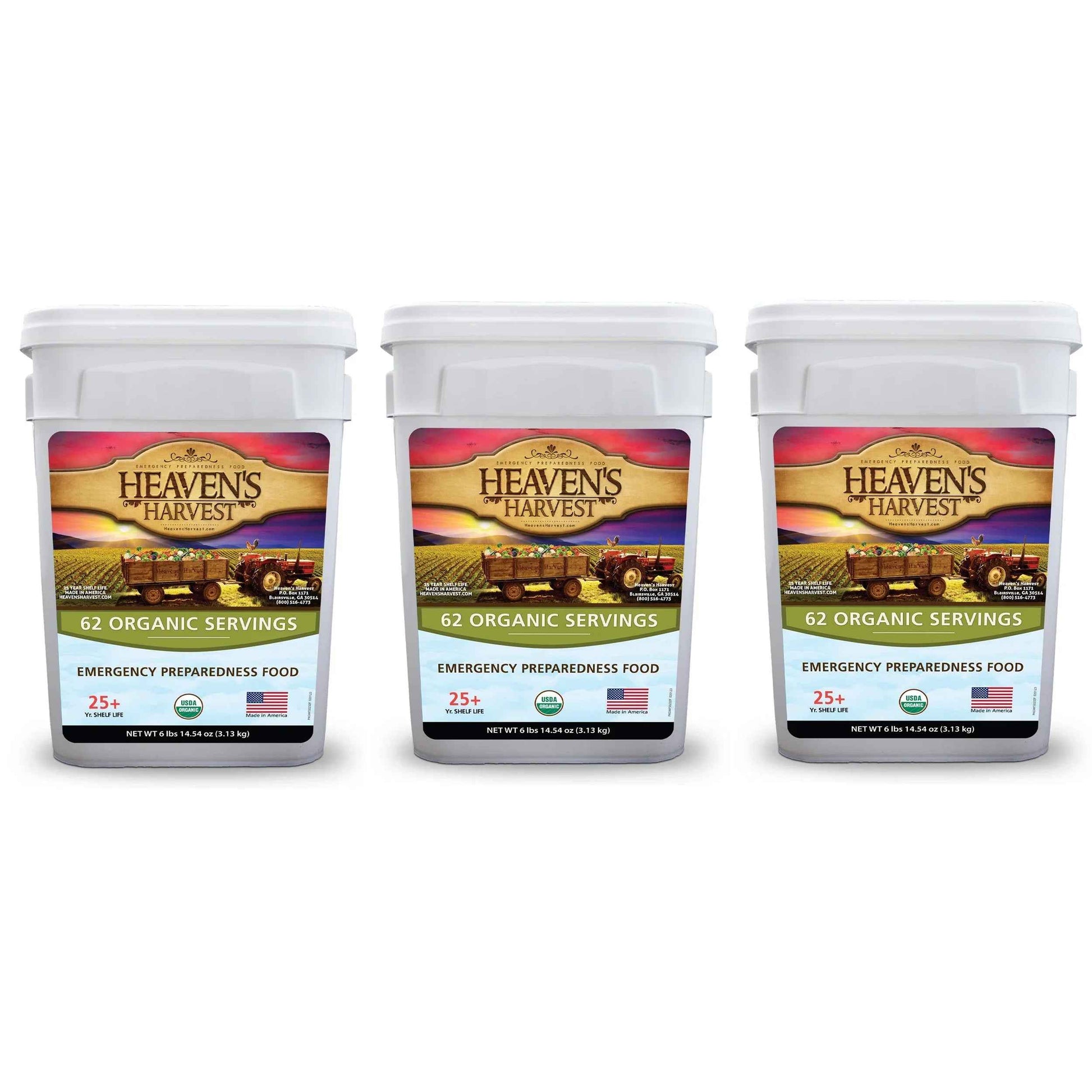 Organic Meal Bucket - 3 Pack -  Emergency Food Survival Kit - East Bay Industries