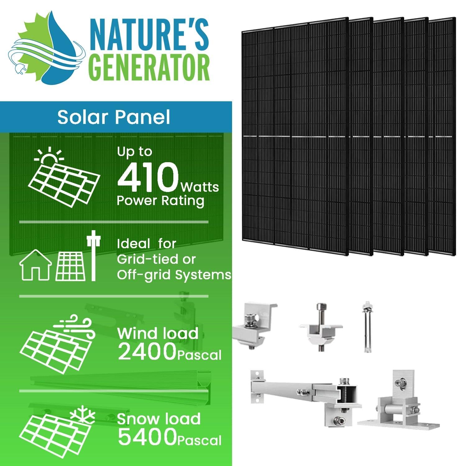 410 Watt Monocrystalline Solar Panel (10 Pack) With Solar Panel Mount Rack - East Bay Industries