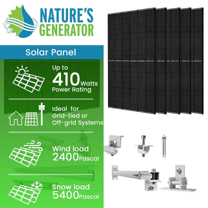 410 Watt Monocrystalline Solar Panel (10 Pack) With Solar Panel Mount Rack - East Bay Industries