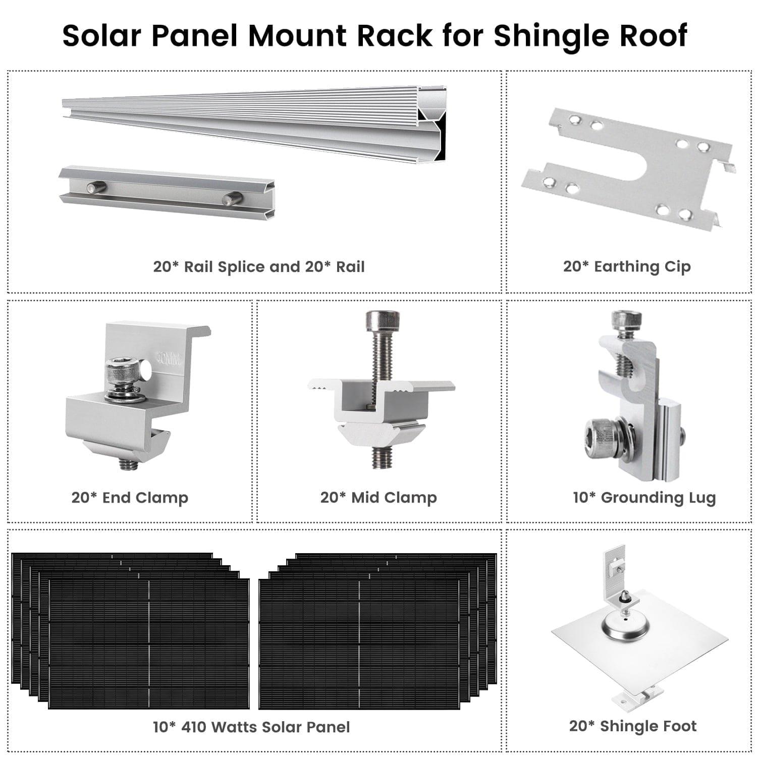 410 Watt Monocrystalline Solar Panel (10 Pack) With Solar Panel Mount Rack - East Bay Industries