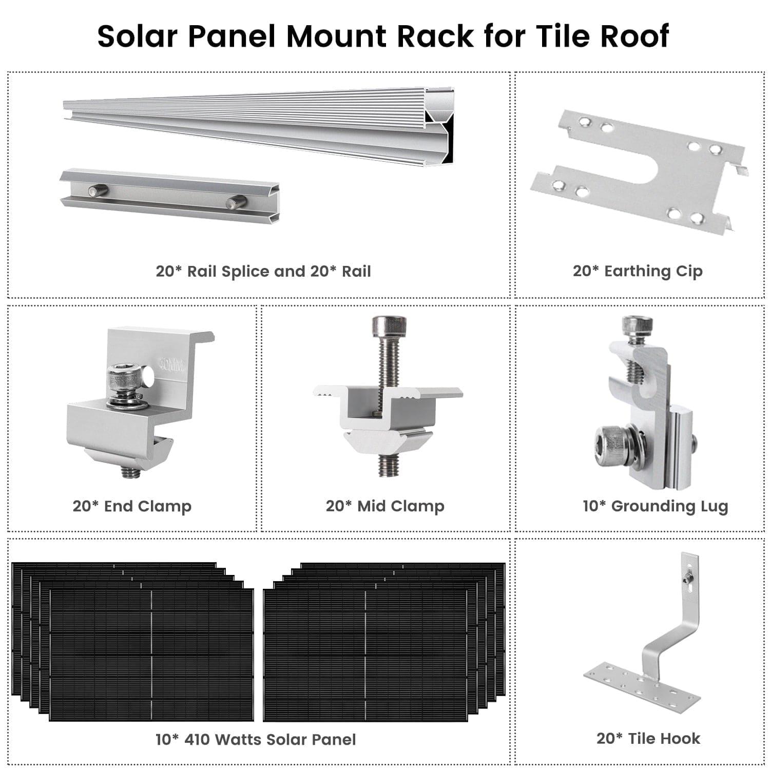 410 Watt Monocrystalline Solar Panel (10 Pack) With Solar Panel Mount Rack - East Bay Industries
