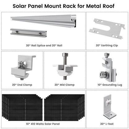 410 Watt Monocrystalline Solar Panel (10 Pack) With Solar Panel Mount Rack - East Bay Industries