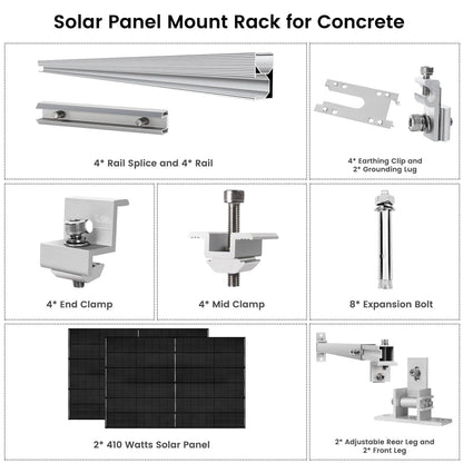 410 Watt Monocrystalline Solar Panel (2 Pack) With Solar Panel Mount Rack - East Bay Industries