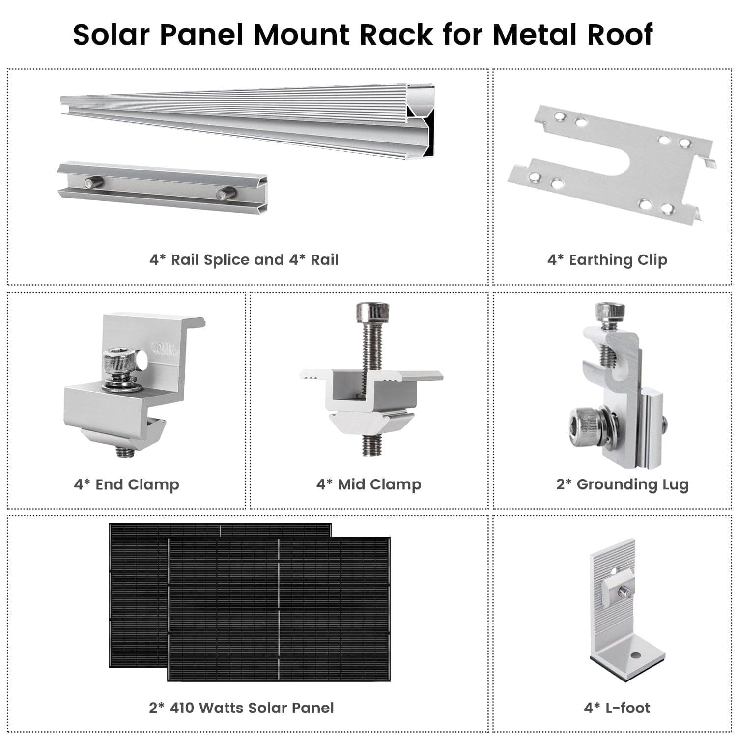 410 Watt Monocrystalline Solar Panel (2 Pack) With Solar Panel Mount Rack - East Bay Industries