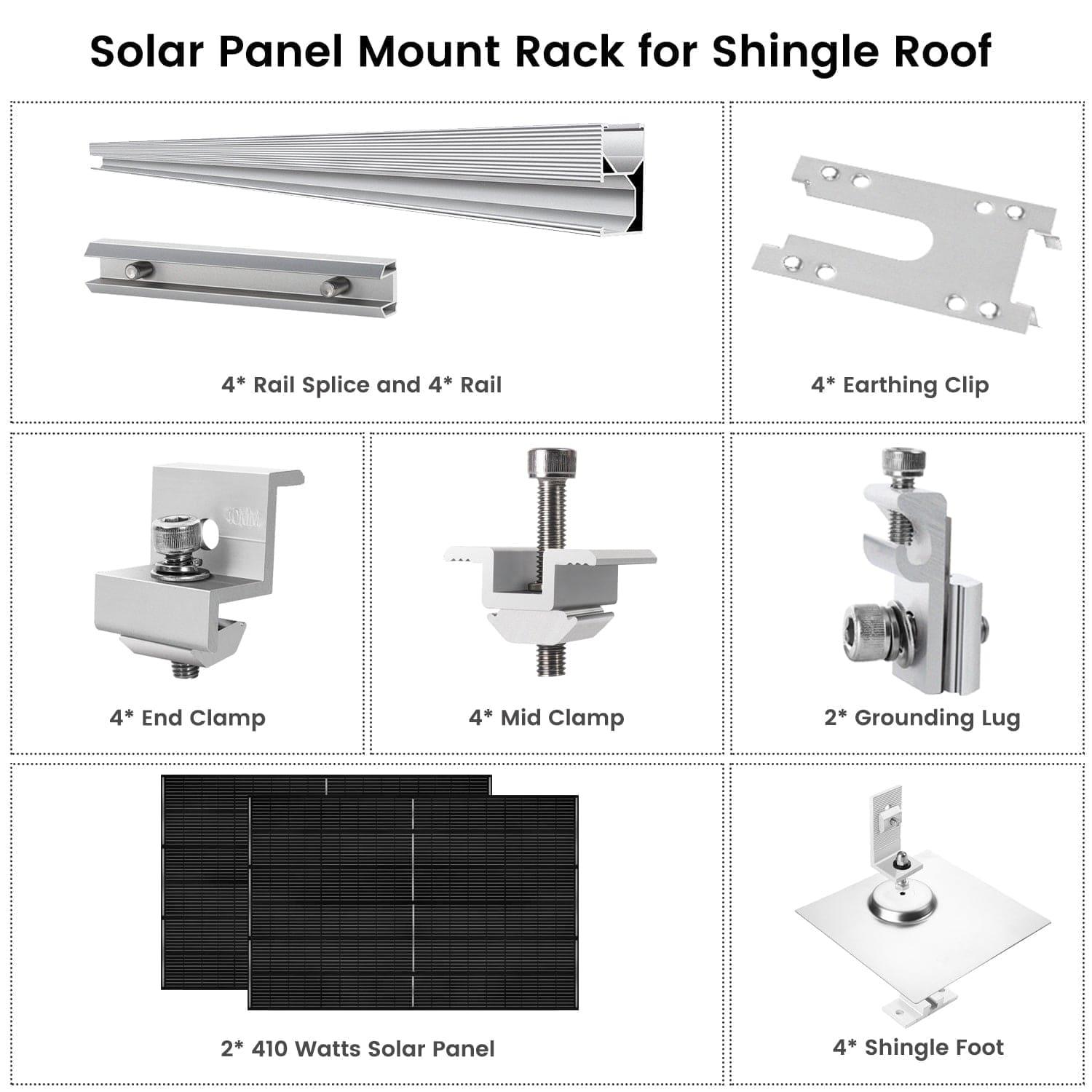 410 Watt Monocrystalline Solar Panel (2 Pack) With Solar Panel Mount Rack - East Bay Industries
