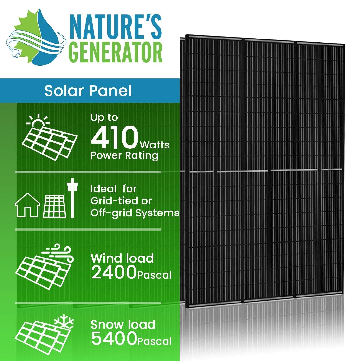 410 Watt Monocrystalline Solar Panel (4 Pack) - East Bay Industries