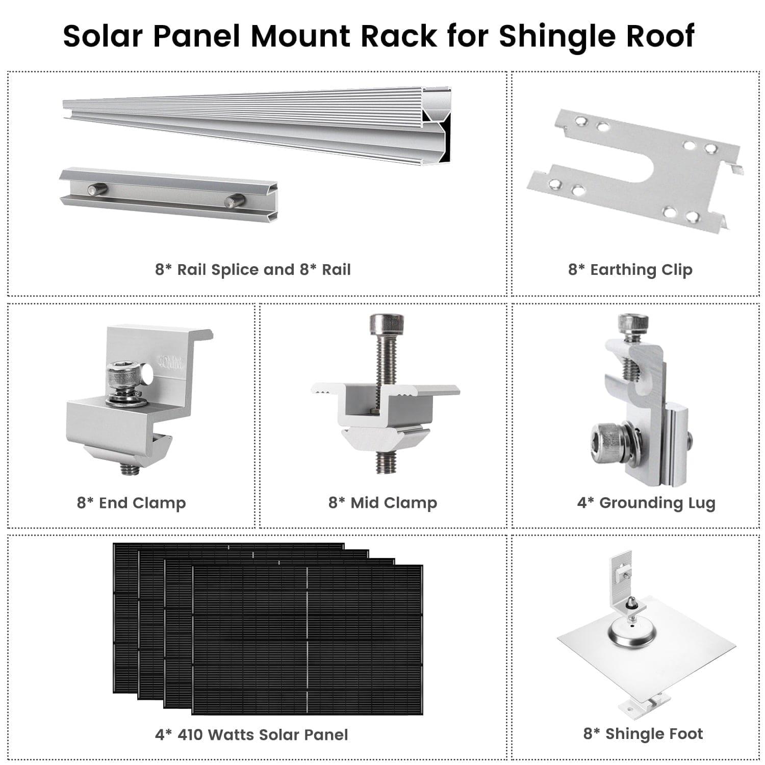 410 Watt Monocrystalline Solar Panel (4 Pack) With Solar Panel Mount Rack - East Bay Industries