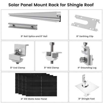 410 Watt Monocrystalline Solar Panel (4 Pack) With Solar Panel Mount Rack - East Bay Industries