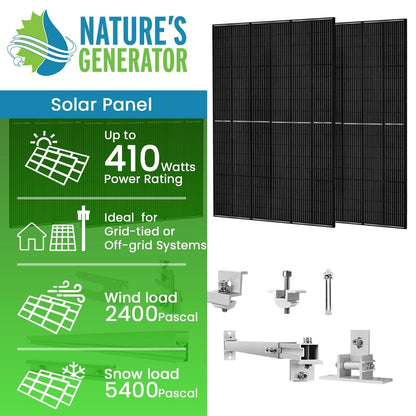 410 Watt Monocrystalline Solar Panel (4 Pack) With Solar Panel Mount Rack - East Bay Industries