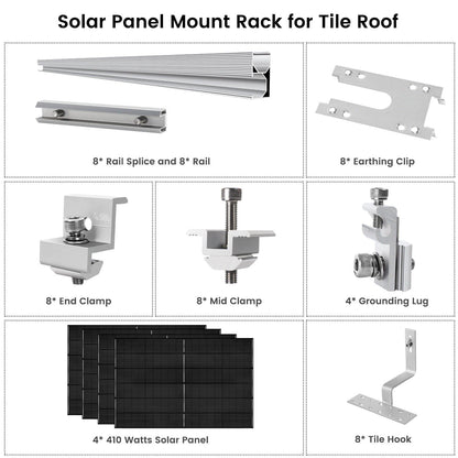 410 Watt Monocrystalline Solar Panel (4 Pack) With Solar Panel Mount Rack - East Bay Industries