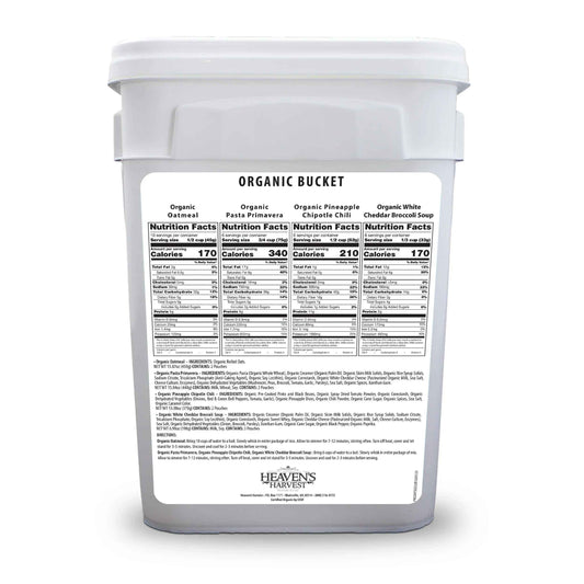 Organic Meal Bucket - 3 Pack -  Emergency Food Survival Kit