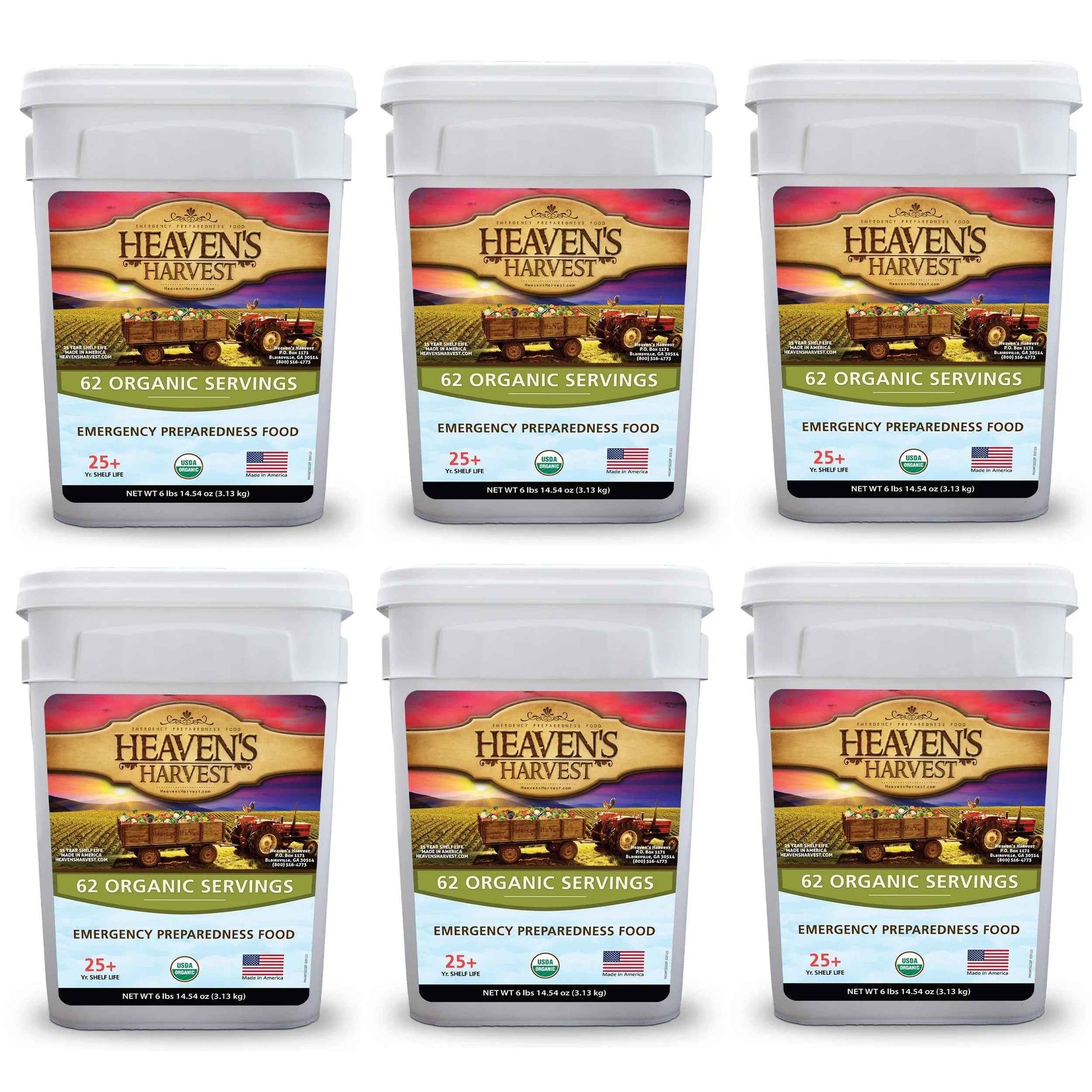 Organic Meal Bucket - 6 Pack -  Emergency Food Survival Kit