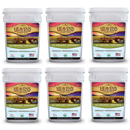 Organic Meal Bucket - 6 Pack -  Emergency Food Survival Kit