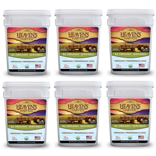 Organic Meal Bucket - 6 Pack -  Emergency Food Survival Kit