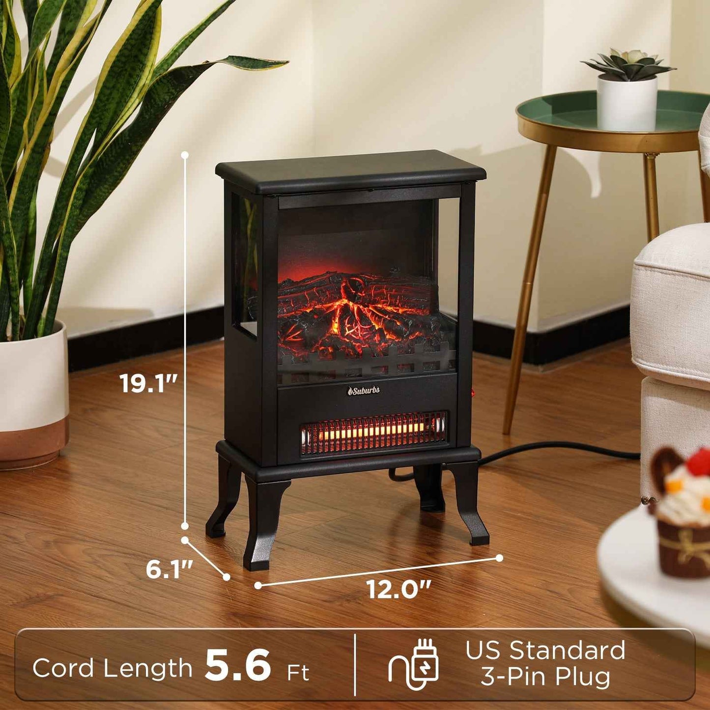 Suburbs TS17Q Electric Fireplace Stove Heater