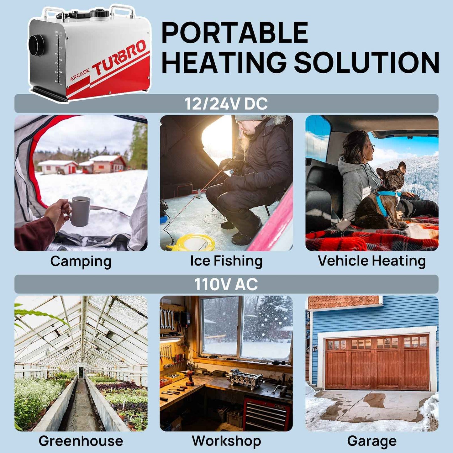 Arcade H8BP Diesel Heater, 8kW Triple Power, All-in-One Compact